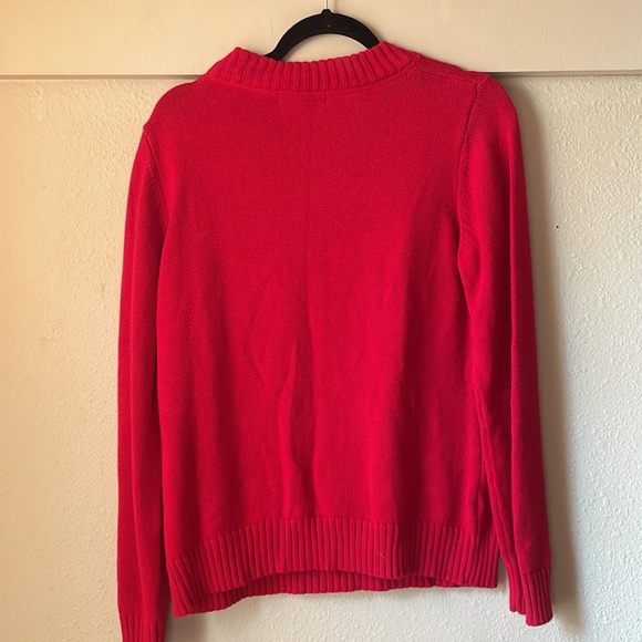 Vintage Liz Claiborne red knit cotton long sleeve button sweater - Picture 6 of 6